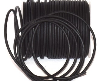 2 mm Black Matte Leather Cord, leather cord, 25-meter Spool for Jewelry making