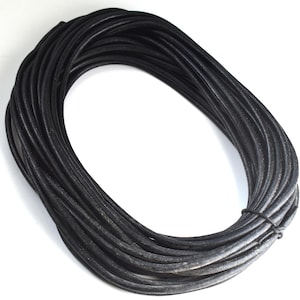 4 mm Black Round Leather Cord, 10 M Hank