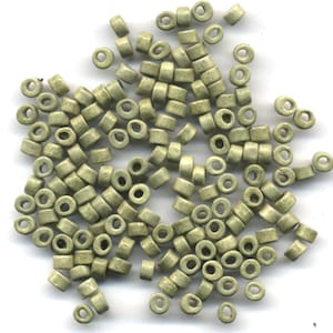 Pale Olive Green Ceramic Beads 6x4mm hole about 2.5 mm Package of 100 beads #40