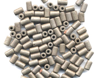 Package of 100 Gray Ceramic Beads 6X10 mm, hole about 2.5 mm #09