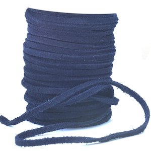 Navy Blue Flat Suede Leather Lace 3 mm width, 25 M Spool, Real Leather for making necklaces, chokers trimming leather crafts image 2