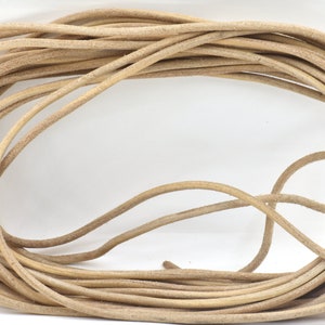 4 mm Natural Leather Cord, Untreated Leather Cord, 10-Meter Hank