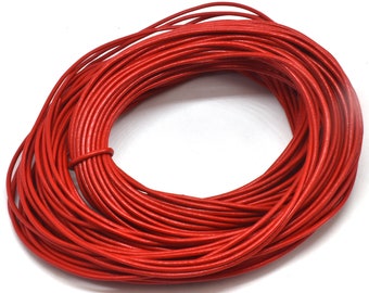 1.8 mm Red Round Leather Cord 25 Meter Hank