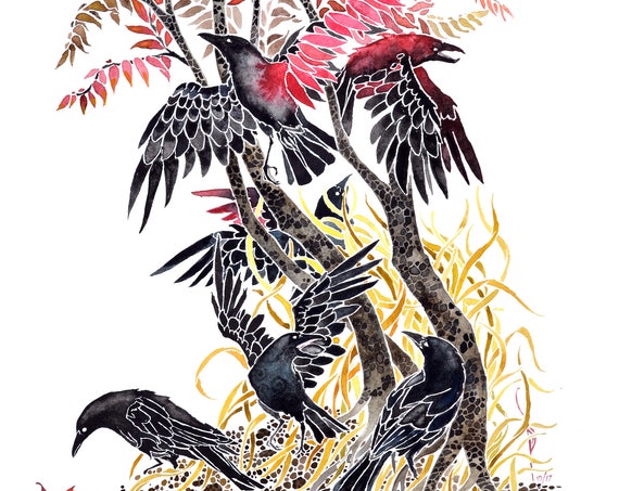 Red Wings -giclee PRINT of original watercolor