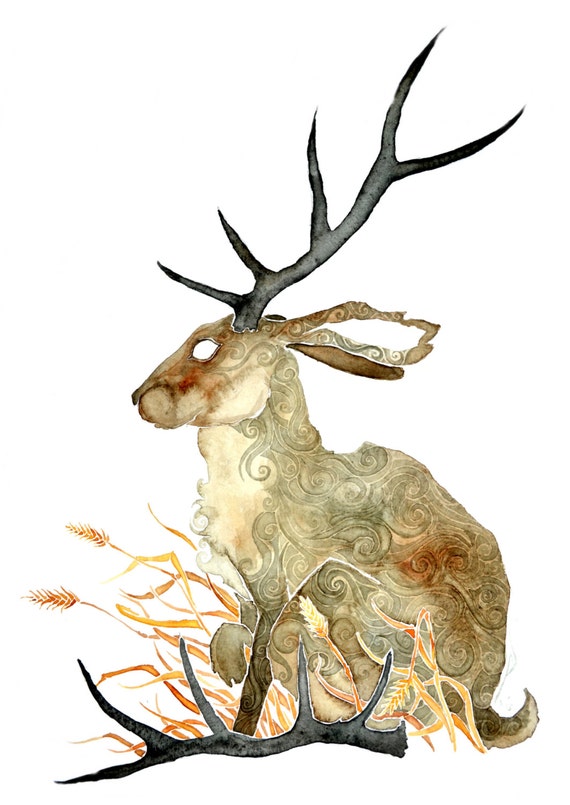 Shed Antlers -giclee PRINT  of original watercolor-