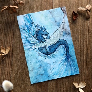 Baby Dragon on Leaf - Archival PRINT of an original watercolor painting ACEO ATC