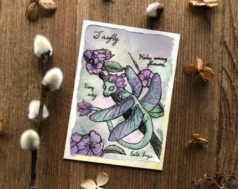 Faefly Fantasy Field Guide - Archival PRINT of an original watercolor painting ACEO ATC