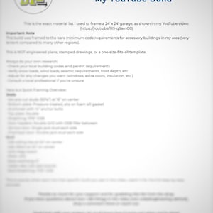 24x24 Garage Material List