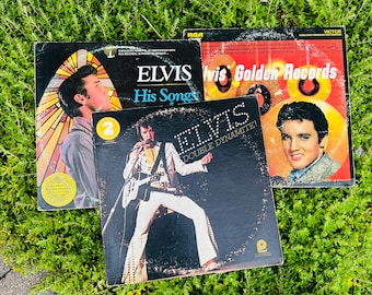 Vintage Vinyl Records, Elvis Presley, Set of 3
