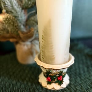 Set of Vintage Holiday Style Porcelain Pillar Candle Holder