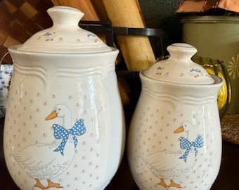 Vintage Tienshan Stoneware canisters~Aunt Rhody