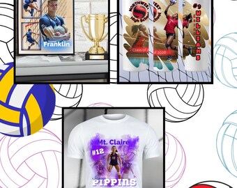 Volleyball Sports Bundle: Canva Editable Templates for Team Gear (Digital Download), Senior Night ,