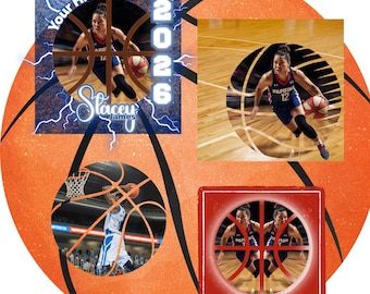 Basketball Senior Night Photo Picture Frame Template | Editable Canva Sports Poster