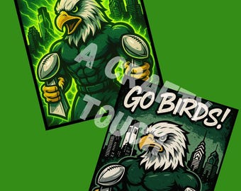 Philadelphia Eagles Wall Art: Mascot with Trophies (Digital Print)