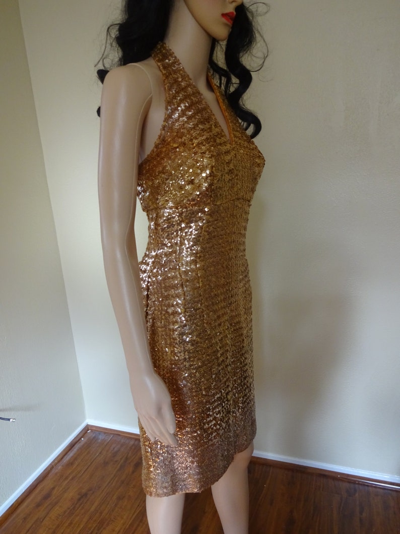 1950s Gold Sequin Marilyn Monroe Halter Dress Wiggle 50s Party - Etsy