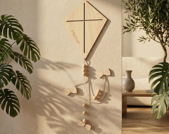 Decorazione murale a forma di aquilone in legno - Decorazione per cameretta in stile scandinavo