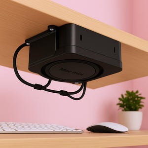 Under Desk Mount Stand for Mac Mini M4 & M4 Pro, Space-Saving 3D Printed PC Holder with Screws, Behind Monitor Mount, Minimal Desk Organizer