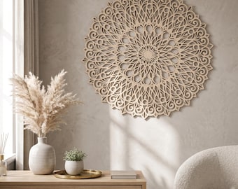 Decorazione murale in stile boho - Grande decorazione rotonda da appendere per case moderne e rustiche.