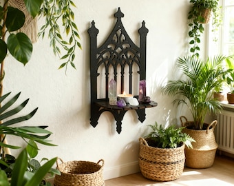Mensola in legno fatta a mano - Decorazione da parete in stile gotico vintage per la casa