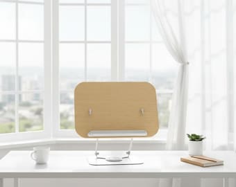 Wooden Books Holder Desk Stand with Rotating Base & Page Clips – Multi-Angle and Laptop Stand, Great Gift for Book Lovers Students and Her