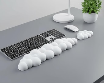 Poggiapolsi a forma di nuvola – Supporto da ufficio in morbida schiuma di poliuretano memory foam, base in gomma antiscivolo per tastiera e mouse ergonomici per lavoratori.