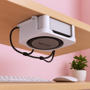 Under Desk Mount Stand for Mac Mini M4 and M4 Pro – Compact 3D Printed Holder With Screws - Perfect for saving Desk Space and Protecting PC