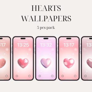 Valentines day, Aura iPhone wallpapers, aesthetic gradient wallpapers, iPhone 14 pro, iOS 16, Aesthetic crystal hearts, lockscreen, minimal