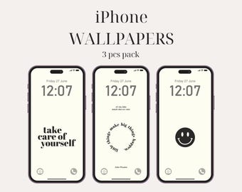 Black Quote iPhone Wallpaper, Indie Aesthetic Wallpaper, Blue Smiley iPhone Wallpaper, iPhone Aesthetic Wallpaper (DIGITAL DOWNLOAD) 3 PCS