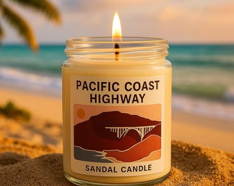 Pacific Coast Highway Candle – Cedar, Smoke & Spiced Orange | Świeca na letnią wycieczkę | Męska świeca sojowa o zapachu cedrowym, prezent dla niego