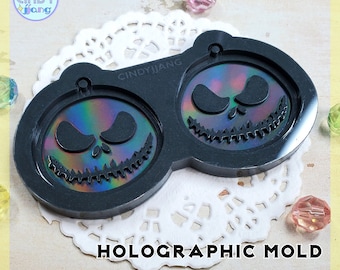 Holographic - Jack Skull Face - Earrings, Keychains Mold | Layered HOLO Silicone Mold for Resin Craft | for Epoxy, UV Resin