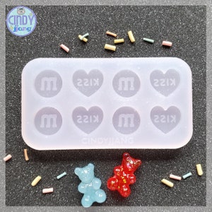 STUD - Valentines Candy Stud Earrings / Bits Mold | Shiny Silicone Flat Cabochon Mold for Resin, Clay, Wax melts | Food Safe Mold available