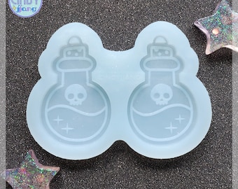 Potion Bottle Dangly Earrings Mold | Shiny Silicone Mold for Resin Craft | Cute Mold for Epoxy, UV Resin