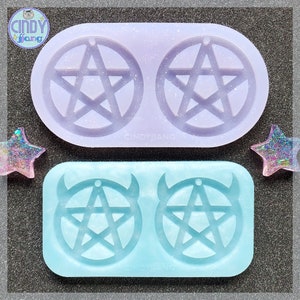 Pentagram Dangly Earrings Mold | Shiny Silicone Mold for Resin Craft | Star, Pentacle Pendant, Charm Mold for Epoxy, UV Resin