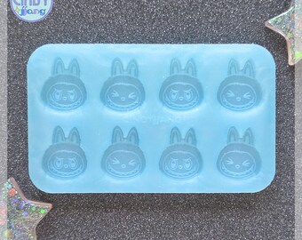 STUD - Kawaii Furry Monster Head Stud Earrings / Bits / Cabochon Mold | Shiny Silicone Mold for Resin, Clay, Wax | Food Safe Mold available