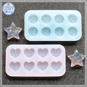 STUD - Leopard Print • Heart / Circle • Stud Earrings | Bits / Cabochon Mold | Shiny Silicone Mold for Resin, Clay, Wax, Candy, Food making