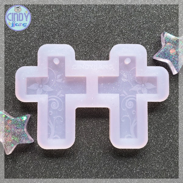 Floral Cross Dangly Drop Earrings Mold | Shiny Silicone Mold for Epoxy UV Resin, Clay, Wax Melt, Soap, Fondant, Candy, Food making