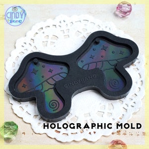 Holographic • Etched Mold • Magic Mushroom - Earring, Pendant, Charm Mold | Platinum Silicone HOLO Mold for Epoxy, UV Resin Craft