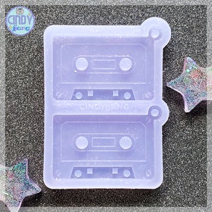 Retro Cassette Tape Dangly Drop Earrings / Pendant Mold | Shiny Silicone Mold for Epoxy Resin, UV Resin, Clay Art, etc.