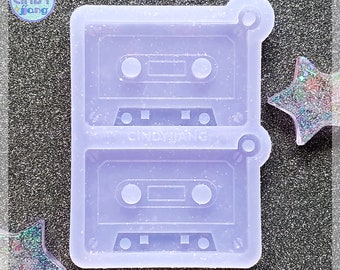 Retro Cassette Tape Dangly Drop Earrings / Pendant Mold | Shiny Silicone Mold for Epoxy Resin, UV Resin, Clay Art, etc.