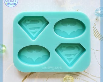 Superhero Logo Silicone Mold | 4-Cavity Hero Symbol Mold for Resin, Wax Melt, Chocolate, Soap, Keychains, Clay | Comic Inspired Craft Mold