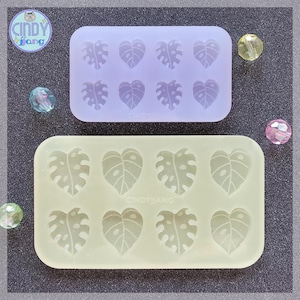 STUD - Tropical • Monstera • Leaf Stud Earrings / Bits / Cabochon Mold | Shiny Silicone Flat Mold for Resin, Clay, Wax melts, etc.