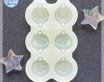 Molde de cadena con forma de cachorro y amigos para aretes / Molde de silicona con cara linda para resina, epoxi UV / Molde divertido para colgante de joyería