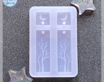 Night Tree Rectangle Bar - Dangle Jewelry Earrings, Charms Mold | Shiny Silicone Mold for Resin Craft | for Epoxy, UV Resin