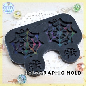 Holographic - Spider Web - Earrings, Pendants, Charms Mold | Platinum Silicone HOLO Mold for Epoxy, UV Resin Craft