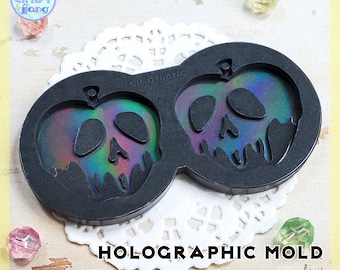 Holographic - Poison Apple - Earrings, Keychains Mold | Layered HOLO Silicone Mold for Resin Craft | for Epoxy, UV Resin