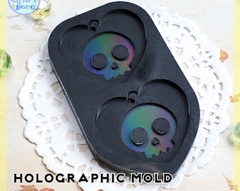 Holographic - Heart Skull - Earrings, Keychains Mold | Layered HOLO Silicone Mold for Resin Craft | for Epoxy, UV Resin