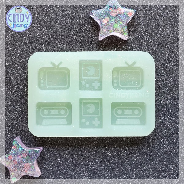 STUD - 80s 90s Retro Stud Earrings / Bits / Cabochon Mold | Shiny Silicone Mold For Epoxy, UV Resin, Clay, Wax melts, Candy, Food making