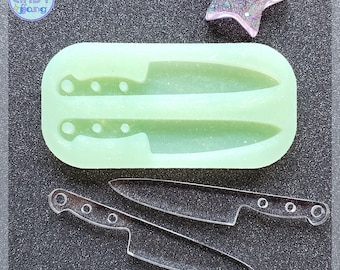 Messer baumeln Tropfen Ohrringe Form | Glänzende Silikonform für Resin Craft | Niedliche Gießform für Epoxy, UV Harz
