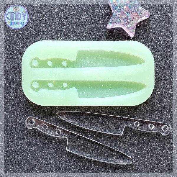 Knife Dangle Drop Earrings Mold | Shiny Silicone Mold for Resin Craft | Cute Mold for Epoxy, UV Resin