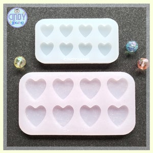 0.5 inch / 0.75 inch - Heart Stud Earrings Mold | Shiny Silicone Flat Mold for Resin, Clay, Wax, Candy, Chocolate, Jello, Food making
